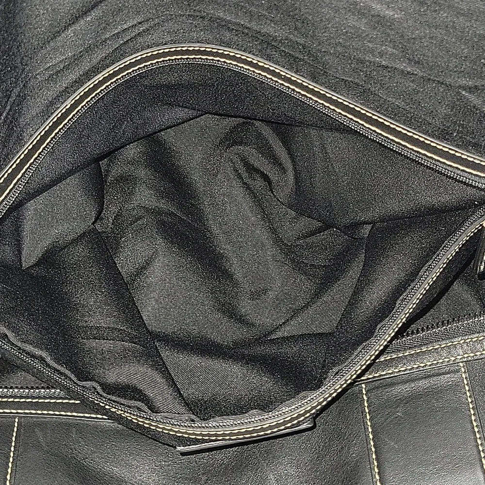 Coach 5J03 Weekender Black Leather Large Travel Duffle Bag Tote